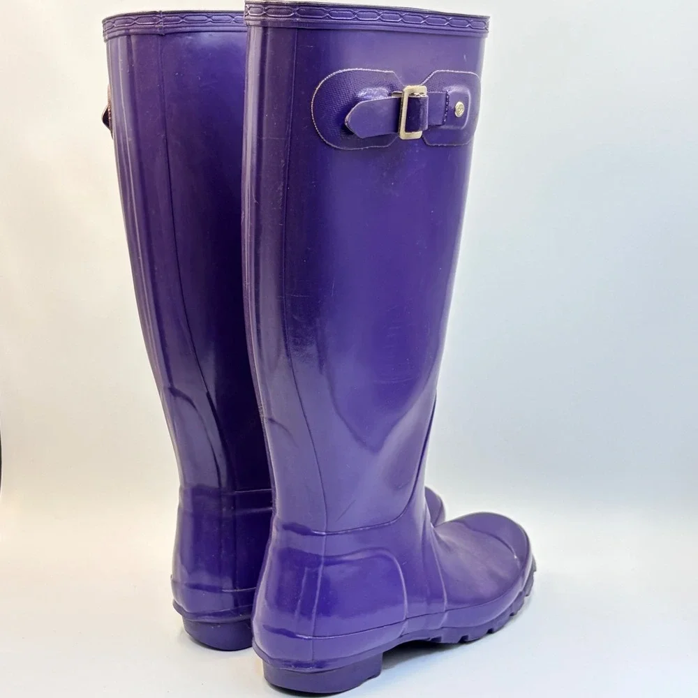 Hunter Original Gloss Tall Purple Rain Boots W23616 Womens 5 Mens 4 EU 35/36